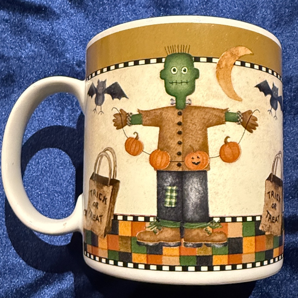 Halloween Mug by Debbie Frankenstein,  Crescent Moon, Bat Oneida
